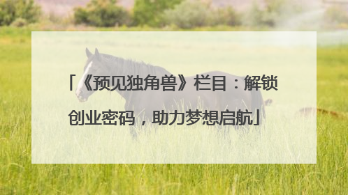 《预见独角兽》栏目：解锁创业密码，助力梦想启航