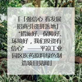 「强信心 看发展 招商引资拼落地」“措施好、保障好、环境好，我们投资有信心”——平凉工业园区医药原料绿色制造项目见闻