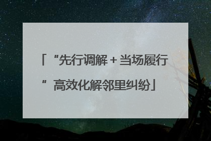 “先行调解＋当场履行”高效化解邻里纠纷