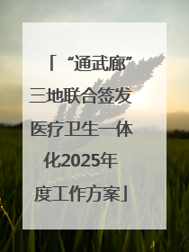 “通武廊”三地联合签发医疗卫生一体化2025年度工作方案