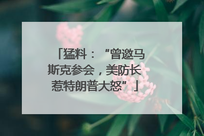 猛料：“曾邀马斯克参会，美防长惹特朗普大怒”