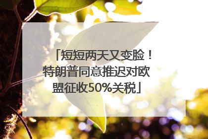 短短两天又变脸！特朗普同意推迟对欧盟征收50%关税
