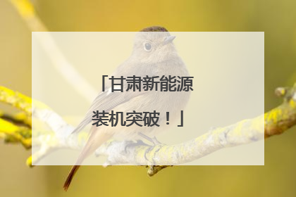 甘肃新能源装机突破！