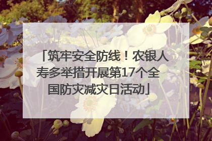 筑牢安全防线！农银人寿多举措开展第17个全国防灾减灾日活动