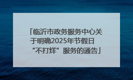 临沂市政务服务中心关于明确2025年节假日“不打烊”服务的通告