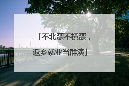不北漂不横漂，返乡就业当群演