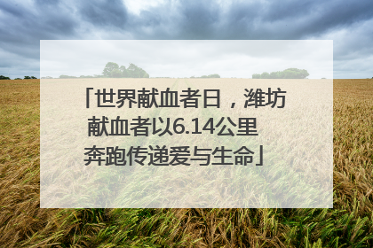 世界献血者日，潍坊献血者以6.14公里奔跑传递爱与生命