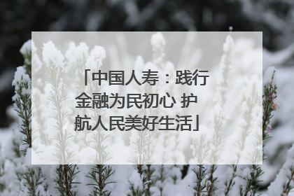 中国人寿：践行金融为民初心 护航人民美好生活