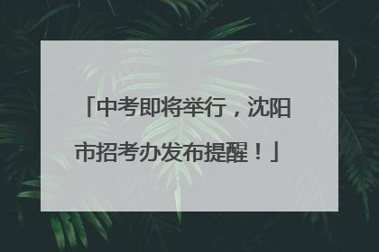 中考即将举行，沈阳市招考办发布提醒！