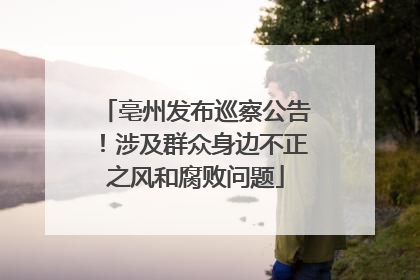亳州发布巡察公告！涉及群众身边不正之风和腐败问题
