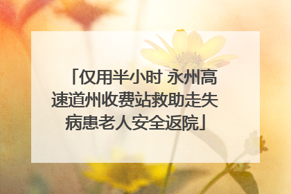 仅用半小时 永州高速道州收费站救助走失病患老人安全返院