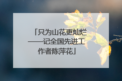 只为山花更灿烂——记全国先进工作者陈萍花