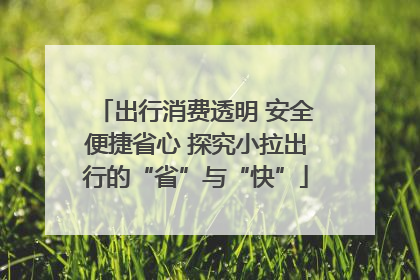 出行消费透明 安全便捷省心 探究小拉出行的“省”与“快”