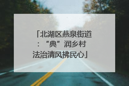 北湖区燕泉街道：“典”润乡村 法治清风拂民心
