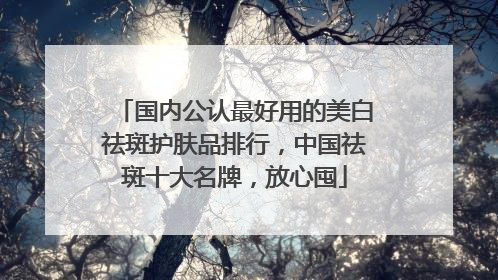 国内公认最好用的美白祛斑护肤品排行，中国祛斑十大名牌，放心囤