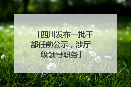 四川发布一批干部任前公示，涉厅级领导职务