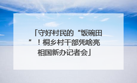 守好村民的“饭碗田”！桐乡村干部凭啥亮相国新办记者会