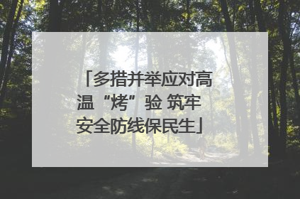 多措并举应对高温“烤”验 筑牢安全防线保民生