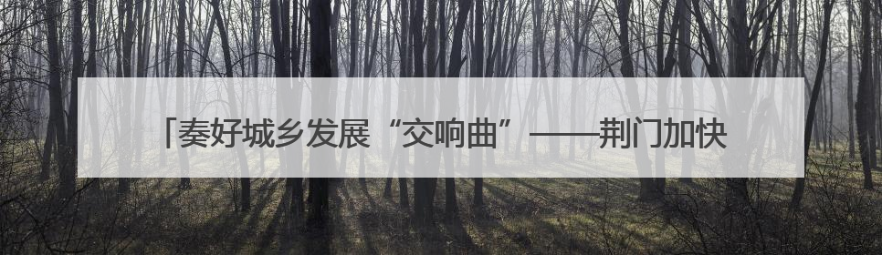 奏好城乡发展“交响曲”——荆门加快推进城乡统筹发展攻坚突破阶段性综述