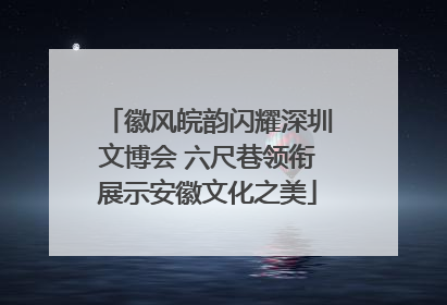 徽风皖韵闪耀深圳文博会 六尺巷领衔展示安徽文化之美