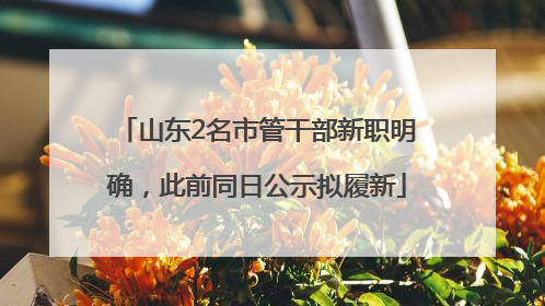 山东2名市管干部新职明确，此前同日公示拟履新