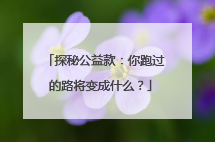 探秘公益款：你跑过的路将变成什么？