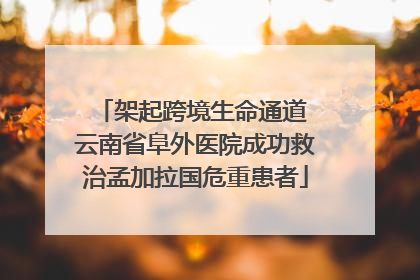 架起跨境生命通道 云南省阜外医院成功救治孟加拉国危重患者