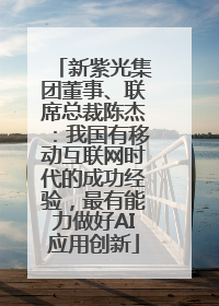 新紫光集团董事、联席总裁陈杰：我国有移动互联网时代的成功经验，最有能力做好AI应用创新