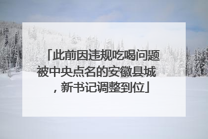 此前因违规吃喝问题被中央点名的安徽县城，新书记调整到位