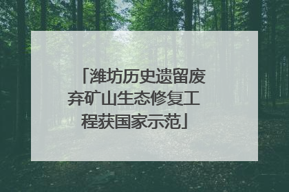 潍坊历史遗留废弃矿山生态修复工程获国家示范