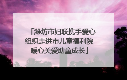 潍坊市妇联携手爱心组织走进市儿童福利院暖心关爱助童成长