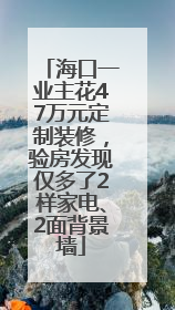 海口一业主花47万元定制装修，验房发现仅多了2样家电、2面背景墙