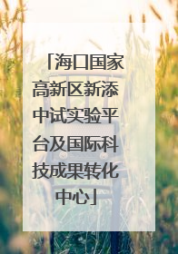 海口国家高新区新添中试实验平台及国际科技成果转化中心