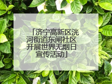济宁高新区洸河街道东闸社区开展世界无烟日宣传活动