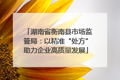 湖南省衡南县市场监管局：以精准“处方”助力企业高质量发展