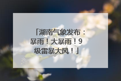 湖南气象发布：暴雨！大暴雨！9级雷暴大风！