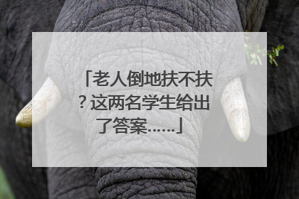 老人倒地扶不扶？这两名学生给出了答案……