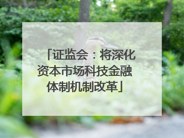 证监会：将深化资本市场科技金融体制机制改革