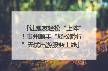 让跑友轻松“上阵”！贵州顺丰“轻松黔行”无忧出游服务上线