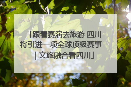 跟着赛演去旅游 四川将引进一项全球顶级赛事｜文旅融合看四川