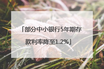 部分中小银行5年期存款利率降至1.2%