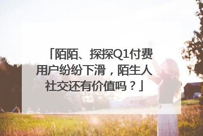 陌陌、探探Q1付费用户纷纷下滑，陌生人社交还有价值吗？