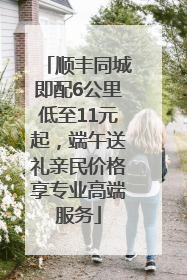 顺丰同城即配6公里低至11元起，端午送礼亲民价格享专业高端服务